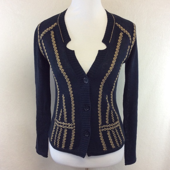 Nanette Lepore Sweaters - Nanette Lepore Navy embroidered cardigan